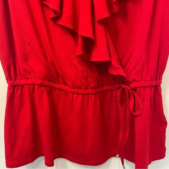 Ralph Lauren Ruffle Trim Surplice Jersey Women's Top Blouse Orange Red (Size M) - Picture 9 of 12